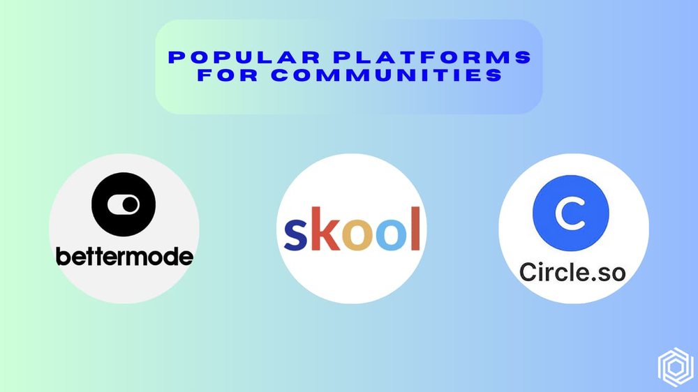 Three popular community platforms: Bettermode, Skool, and Circle.so