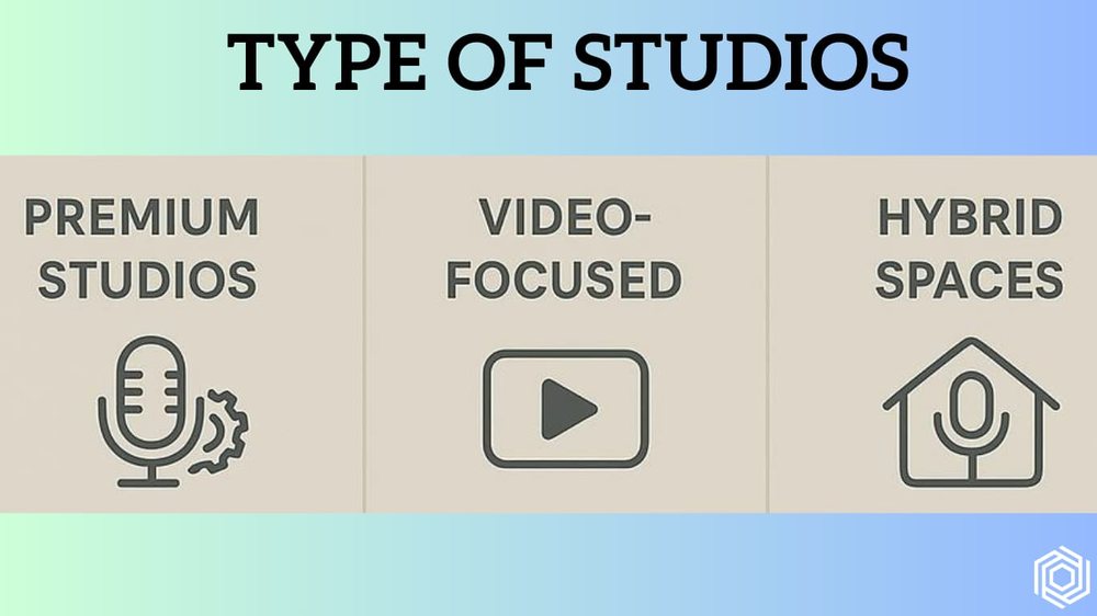 Three types of studio by service: premium studios, video-focused, hybrid spaces