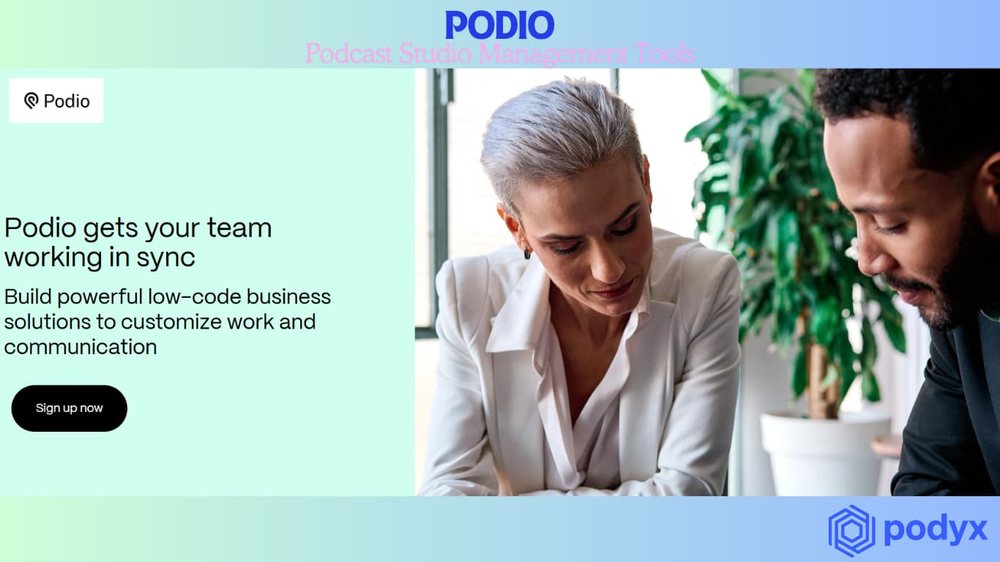 The Podio website, on getting a team working in sync