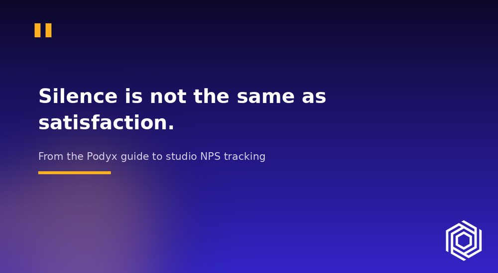 A quote card reading: silence is not the same as satisfaction