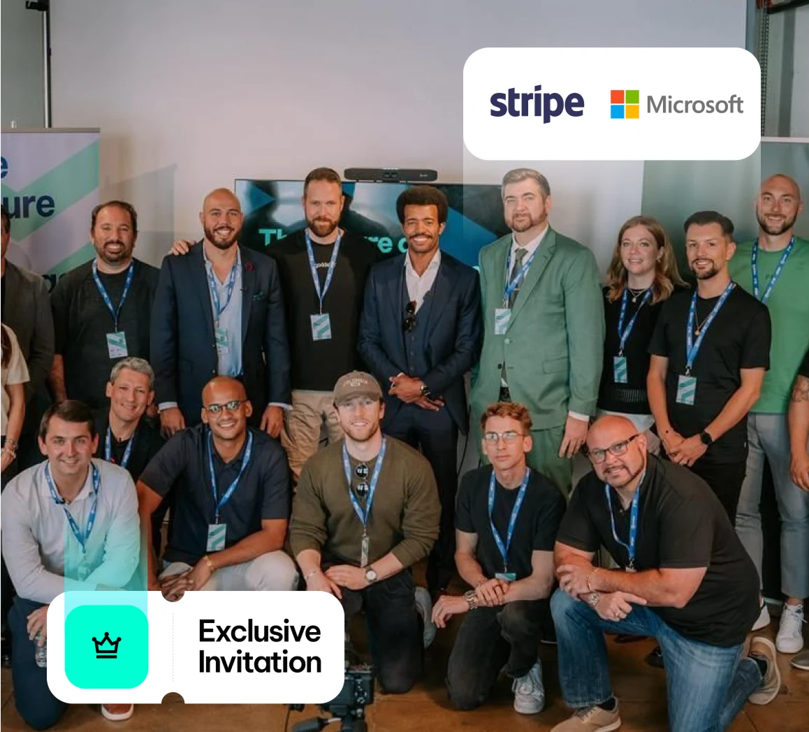 Studio owners gathered for a group photograph at the annual community event, with Stripe and Microsoft named as speakers